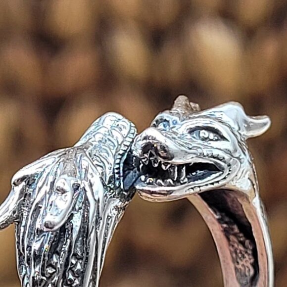 NEW Double Dragon Sterling Silver Ring Mythical Design Fantasy Game Thrones Goth - Picture 6 of 8
